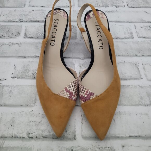 NWOB Staccato Joy & Peace Suede Snakeskin Slingback Low Heel Size 40 EU 10 US - Picture 4 of 9